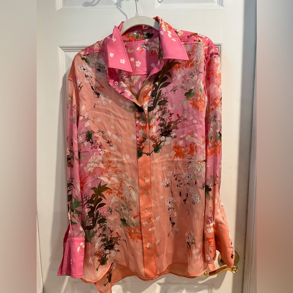 NWT $1680 Givenchy Floral Print Long Sleeve Shirt - Picture 12 of 16